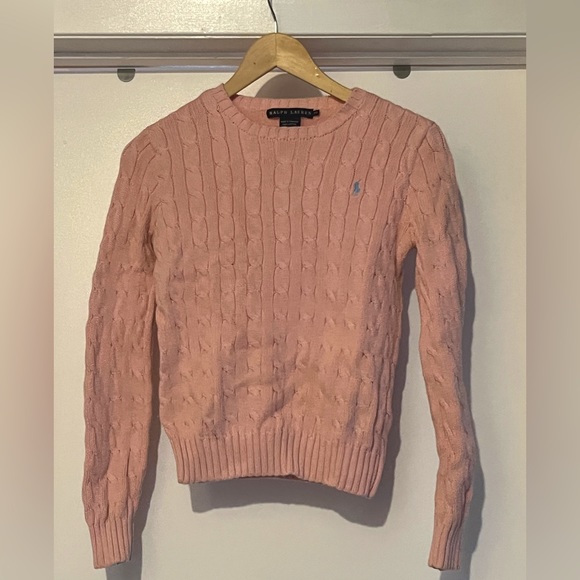 Pink Ralph Lauren Cable-knit Cotton Crewneck Sweater XS - Picture 1 of 4